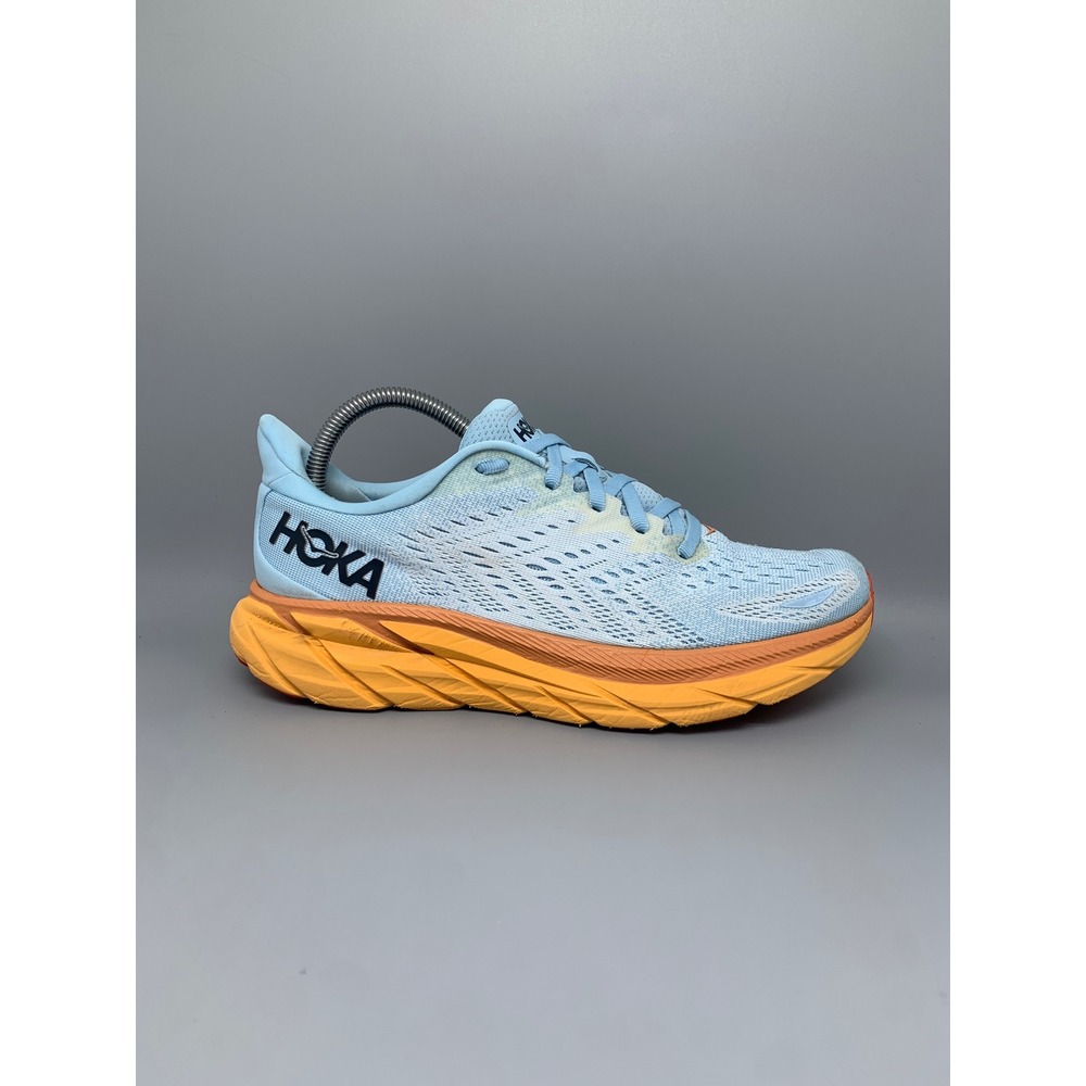 Hoka One Clifton 8 Blue Orange Running Shoes Women's Sz 9B - Picture 5 of 10